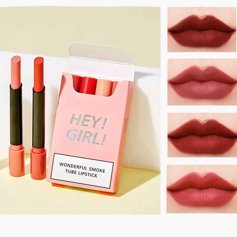 Lipstik Korea Matte Isi 4 Pc Tahan Lama Cepat Kering Waterproof / Korean Lipstick Set