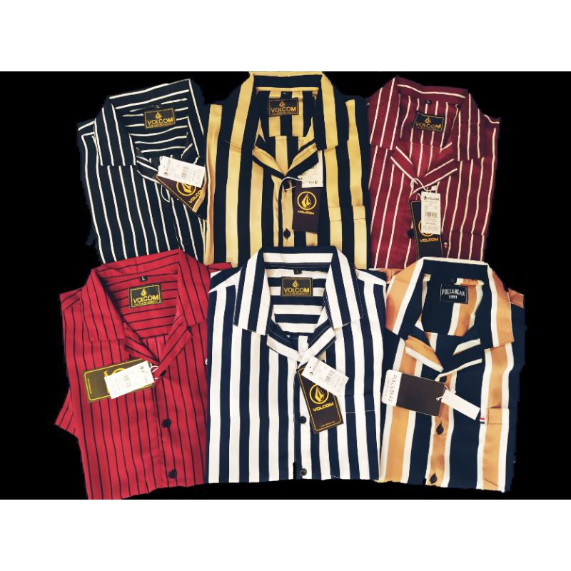 KEMEJA STRIPE PRIA LENGAN PENDEK/KEMEJA SALUR PRIA/KEMEJA CASUAL PRIA/KEMEJA SANTAI