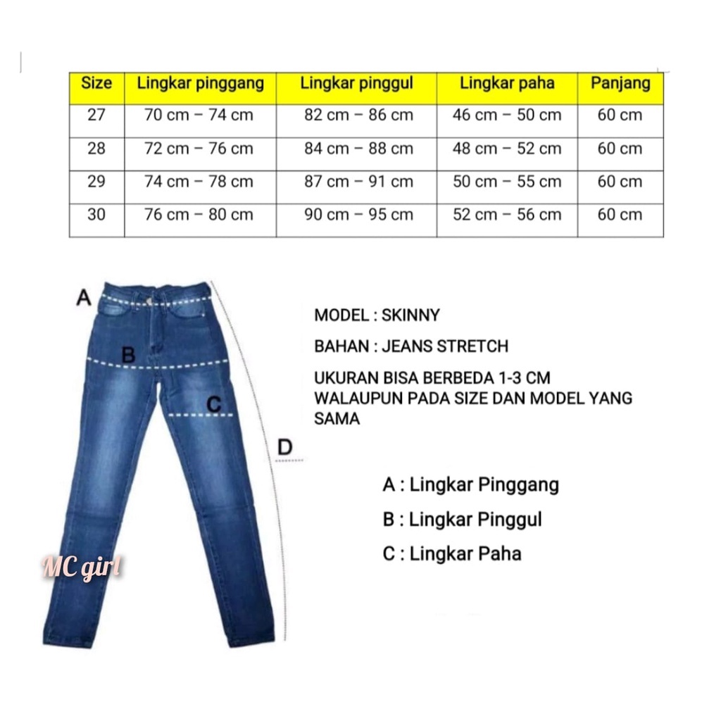 ( Bisa COD ) ( Size 27 - 30 ) MC girl - Celana Jeans 7/8 Wanita / Celana Denim 1/2 Cewek / Celana Jins Santai Cewe / Lepis Pants 7/9 Lgo