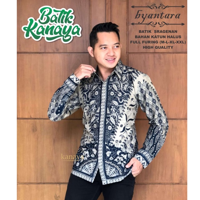 BYANTARA FULL FURING Batik Pria Lengan Panjang Katun Halus