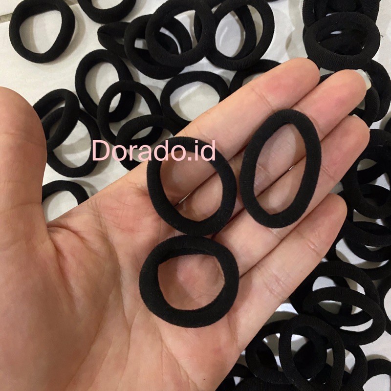 Kunciran rambut / kunciran rambut polos kualitas impor murah kuat awet dorado-Hitam polos