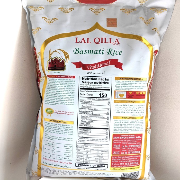

bg20t01r Lal Qilla Basmati Rice 5Kg / Beras Basmati India Sv012Ss