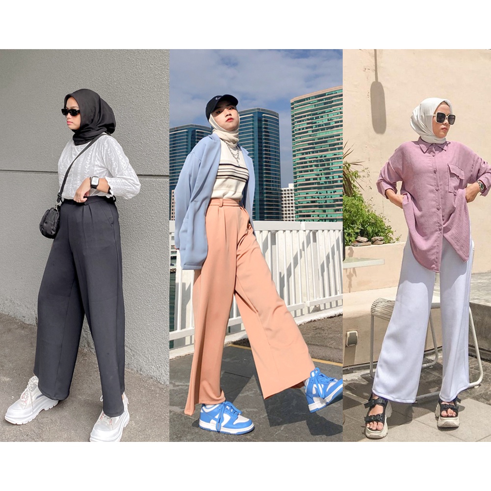 Loose Pants Scuba/Celana kulot wanita/celana kulot scuba/Celana semi formal