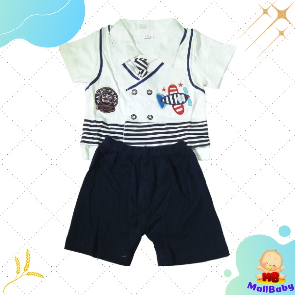 Baju Bayi Laki Laki 6-12 Bulan Setelan Baju Bayi Laki laki 1 Tahun Dasi Pilot