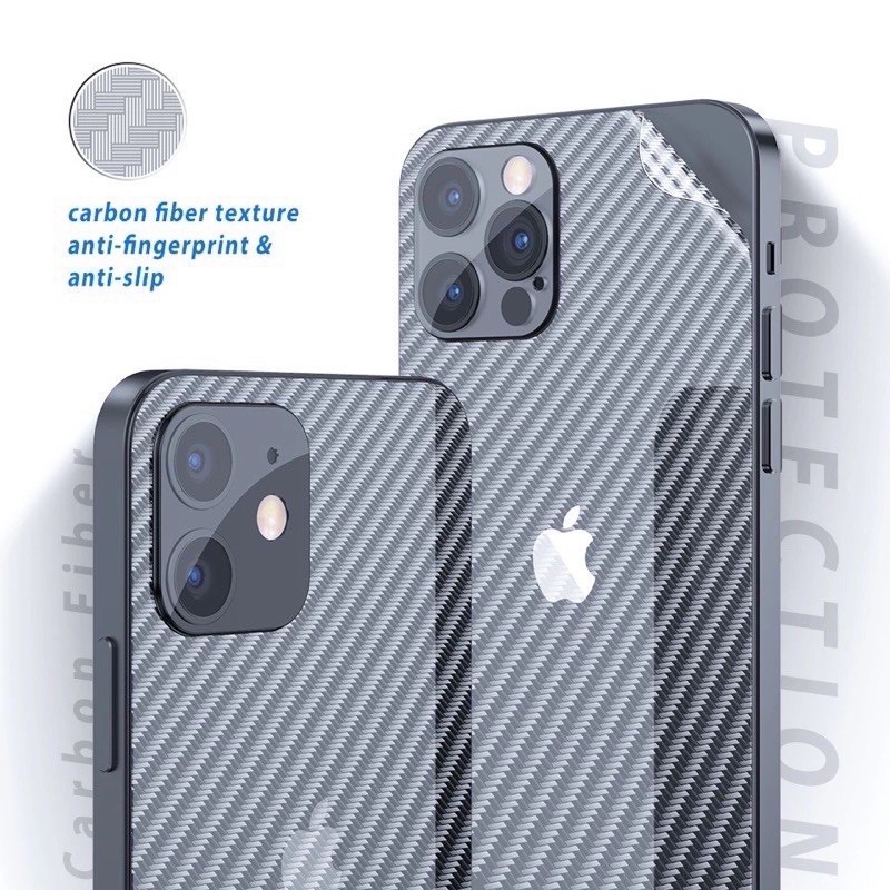 Skin Carbon iPhone 14 13 12 PRO MAX PLUS MINI antigores belakang Garskin Sticker