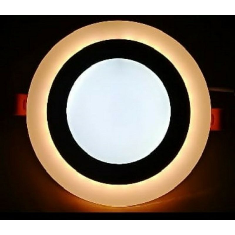 Lampu downlight led panel Ib 2 warna 3+3w bulat. inbow tanam plavon