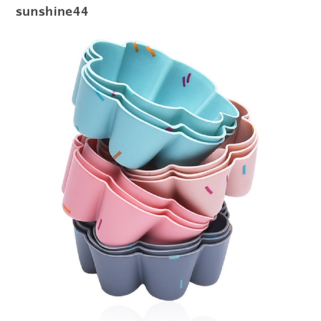 Sunshine 6Pcs / Set Cetakan Cupcake / Muffin DIY Bentuk Bunga Reusable