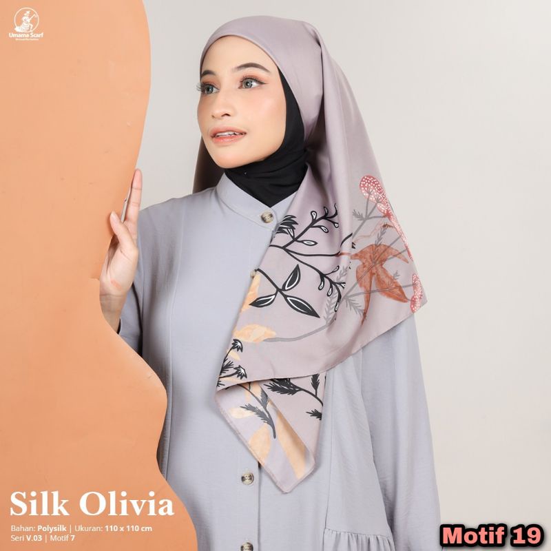 Hijab Umama Silk Olivia Original Premium Jilbab Segiempat Motif