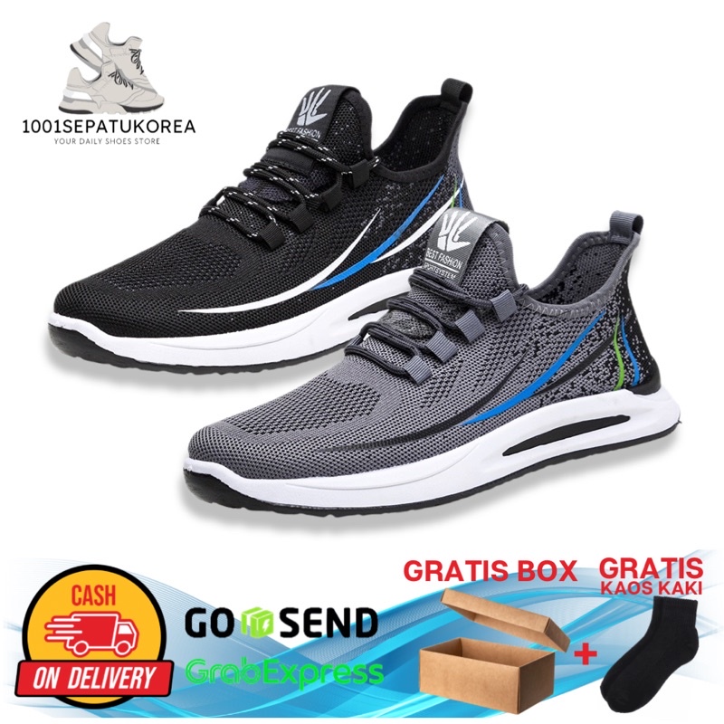 IMPORT SEPATU SNEAKERS PRIA BEST FASHION FREE BOX + KAOS KAKI !!! - 2 WARNA