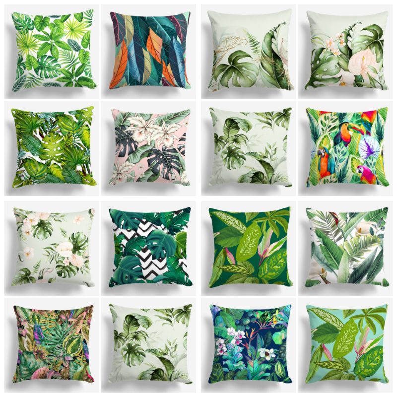 BANTAL SOFA PRINT MOTIF DAUN LEAVES MONSTERA 40X40 CM