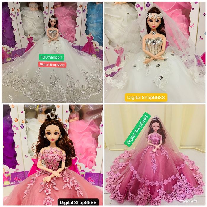 Unik Gaun Pernikahan Boneka Barbie Ber Buntut Panjang Ukuran Tinggi 50cm - Putih Limited