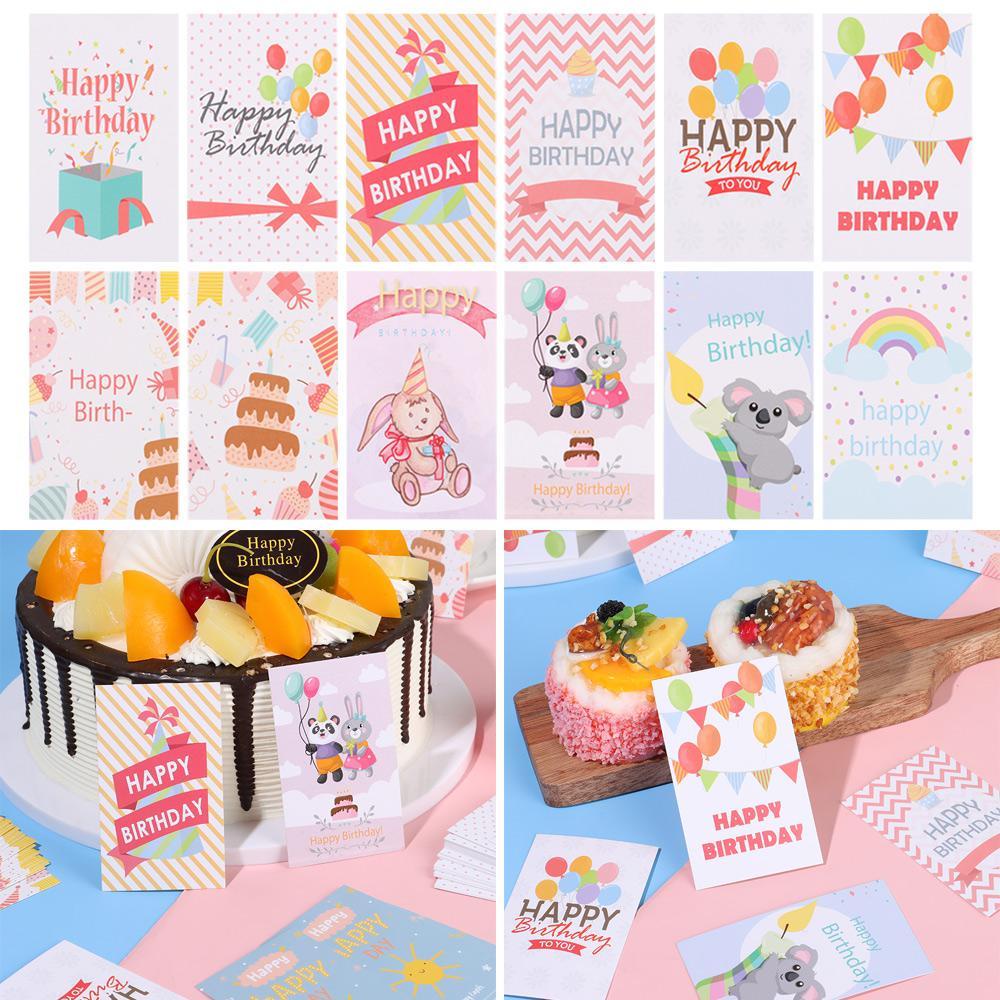 R-flower 30PCS Kartu Happy Birthday Hadiah Dekorasi Pesta Pembungkus Kado Kartun Hewan