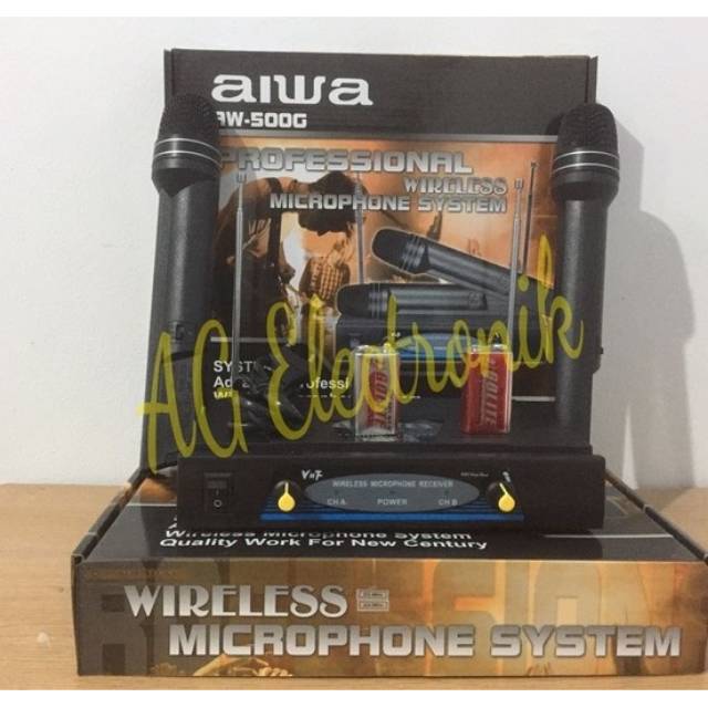 Mic wireless AIWA AW-500G(2 mic pegang)