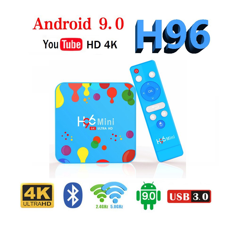 Gratis ongkir Android Box smart tv H96 Mini 4GB 128GB Android 9.0 TV Box wireless keyboard 6K H.265
