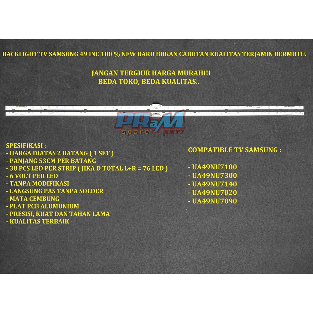 Backlight Led Tv SAMSUNG 49 INC UA 49NU7100 Lampu Tv SAMSUNG BL 49NU7100 UA49NU7100 49NU7300 49NU714
