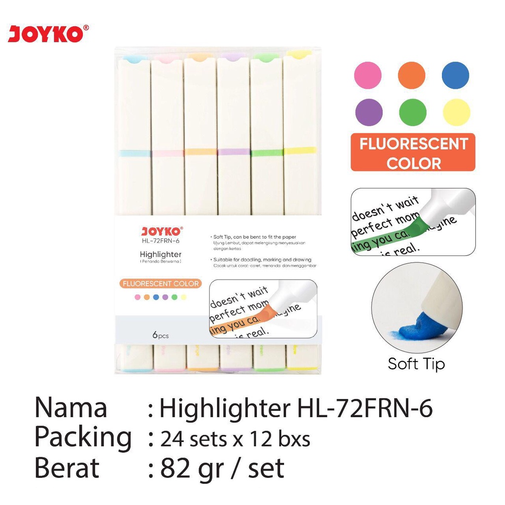 

Highlighter set 6warna JOYKO HL 72FRN/6pcs