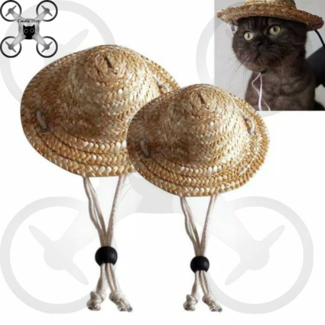 Kostum Topi Jerami Anjing Kucing Cat Dog Caping Costum Straw Hat Pet