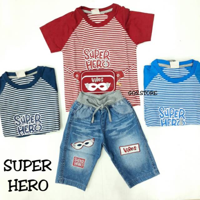 gos SETELAN KAOS JEANS PJG baju anak cowok lucu