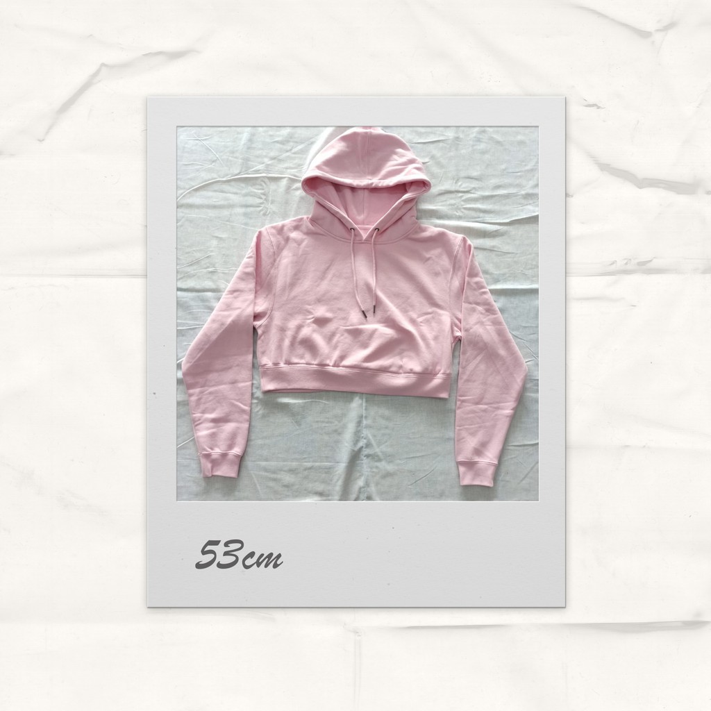 Jaket Hoodie Crop Cropped Hoodie Pink Muda ONLY Jaket Unik Aneh Custom