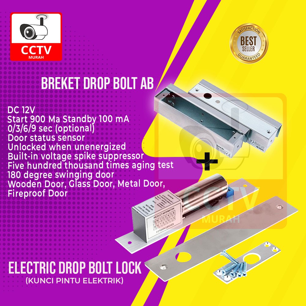 Access Control DropBolt Kaca + Bracket U / Access Door Dropbolt Kaca