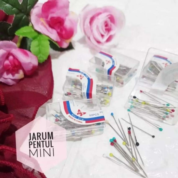 Jarum Pentul Mini Anti Karat Stainless Stell Premium Kecil Pin Hijab Bross 1 Box 45 Pcs Murah Japan Quality Kualitas Import