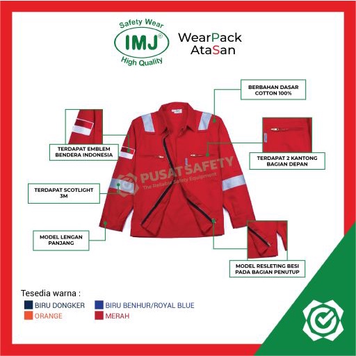 Jaket Safety Full Cotton Scot 3M Proyek Atasan Wearpack Kerja Lapangan IMJ