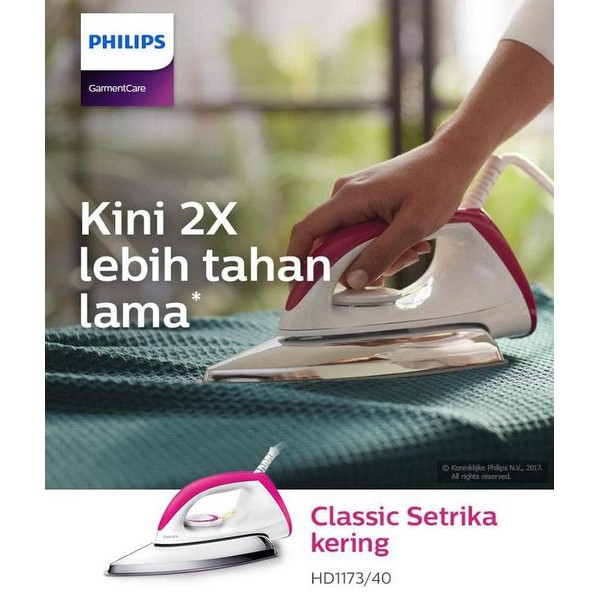 PROMO SETRIKA PHILIPS HD 1173 HD1173 TEFLON CLASSIC DRY IRON