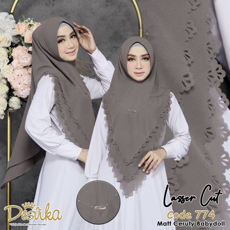 DESVIKA/HIJAB CERUTY BABYDOLl IMPORT/SYAR'I POLOS/MOTIF LASSERCUT DIDADA/PLAT BESO ORI DC