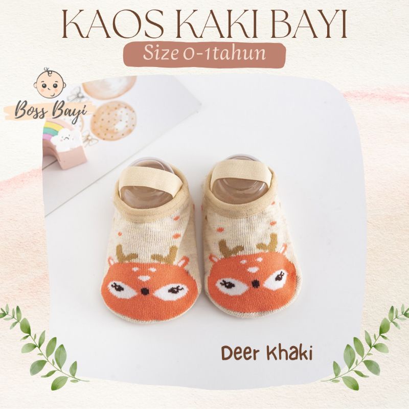 Kaos Kaki Bayi Strap Tali Karet + Antislip Motif Hewan