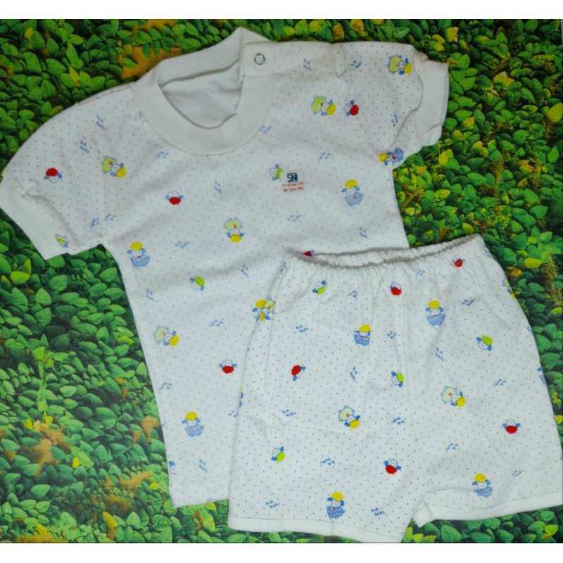 Stelan Pendek Bayi / Stelan Baju Kancing Samping UK no.14-18