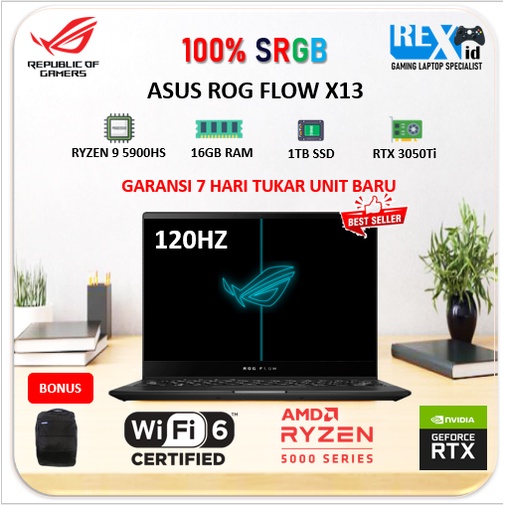 ASUS ROG FLOW X13 RYZEN 9 5900 16GB 1TBSSD RTX3050Ti 4GB W10 13.4FHD