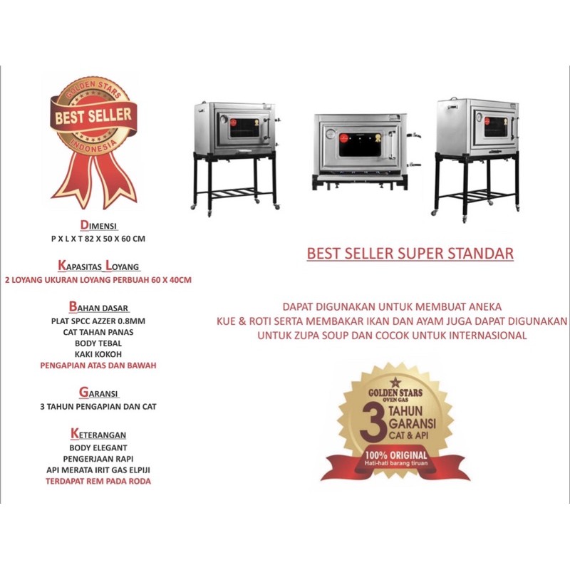 OVEN GAS GOLDEN STARS TIPE 82 BEST SELLER