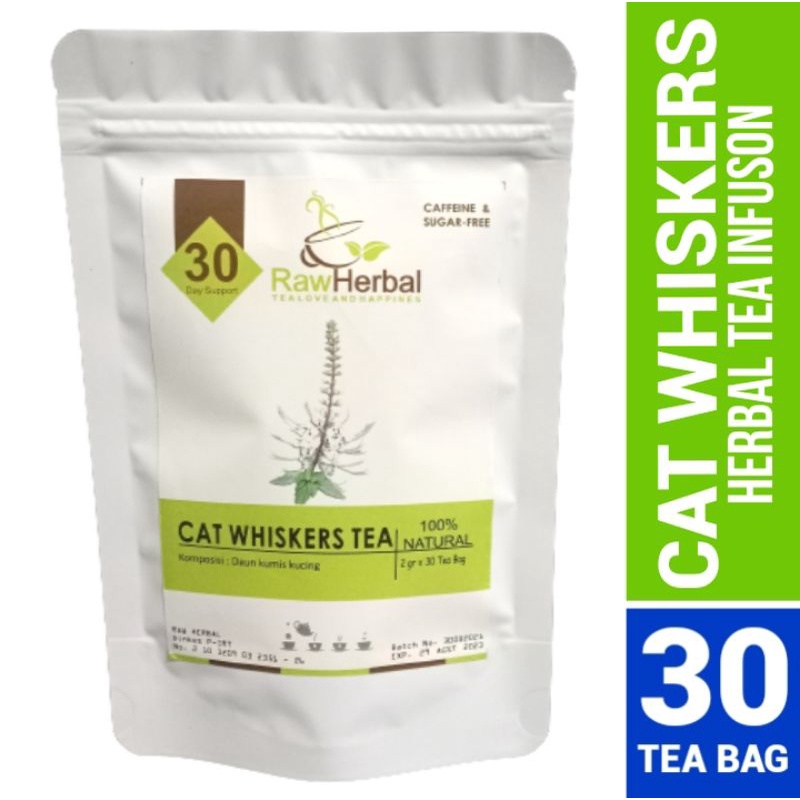 RAW TISANE Cat Whiskers Tea : Teh Daun Kumis Kucing / Teh Celup Daun Kumis Kucing Isi 30 Tea Bag
