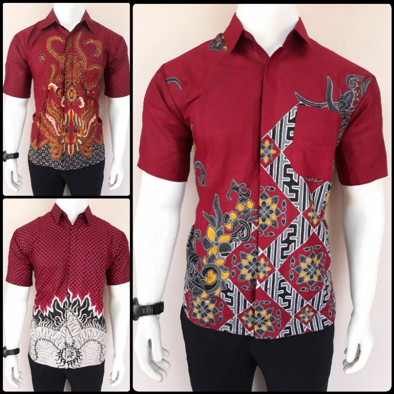 [TERBARU] Batik Pria Lengan Pendek premium BATIK BERKAH HRB026 motif KERATONAN Kode 002 size M L XL