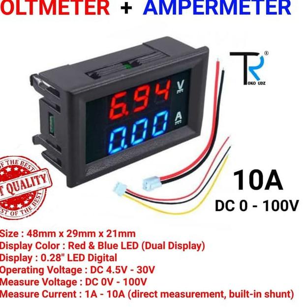 ➼ Dual Volt Amp Meter Digital Amper Meter 100v 10a / amper meter dc 10a / amper dc 10a ♡