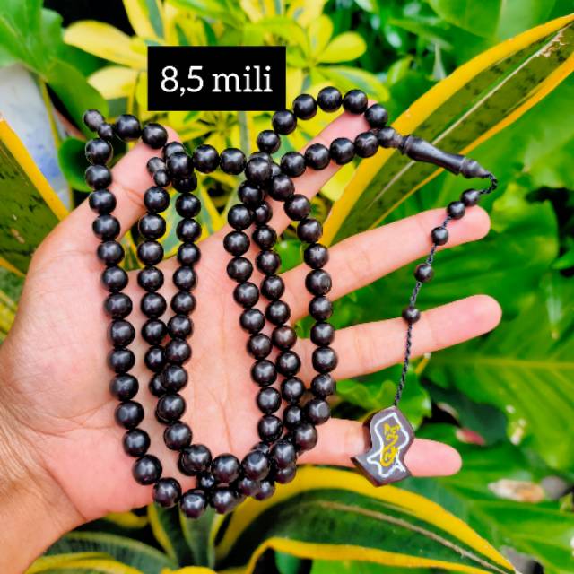 Grosir 5 pcs Tasbih 99 bulat terompah tunggal 8,5 mm hitam kokka kaokah