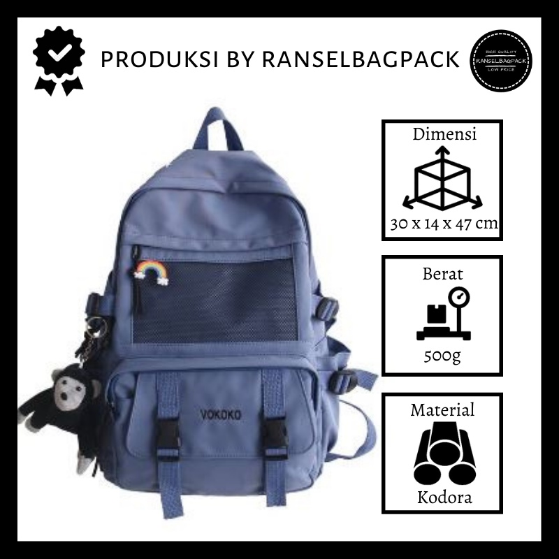 Tas Ransel Punggung Backpack Kanvas Bahu Simple Kekinian Model Kasual Termurah Terbaru Korea Remaja Travel Baru Multifungsi Backpack Pria Wanita Cewek Cowok 002