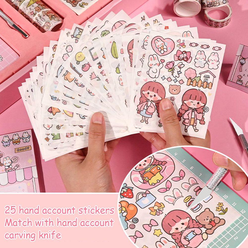 Set Buku Besar Tangan Nanas Portable Mini Notepad Girl Heart Diary Book