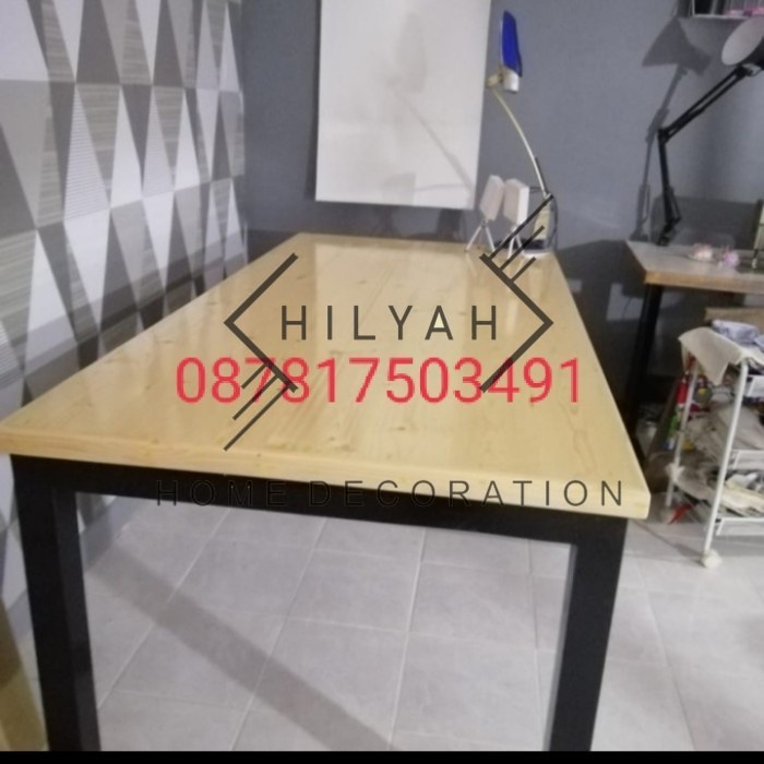 meja makan,tamu 120×60×75 Kayu jati Belanda Furniture - hitam kaki aja