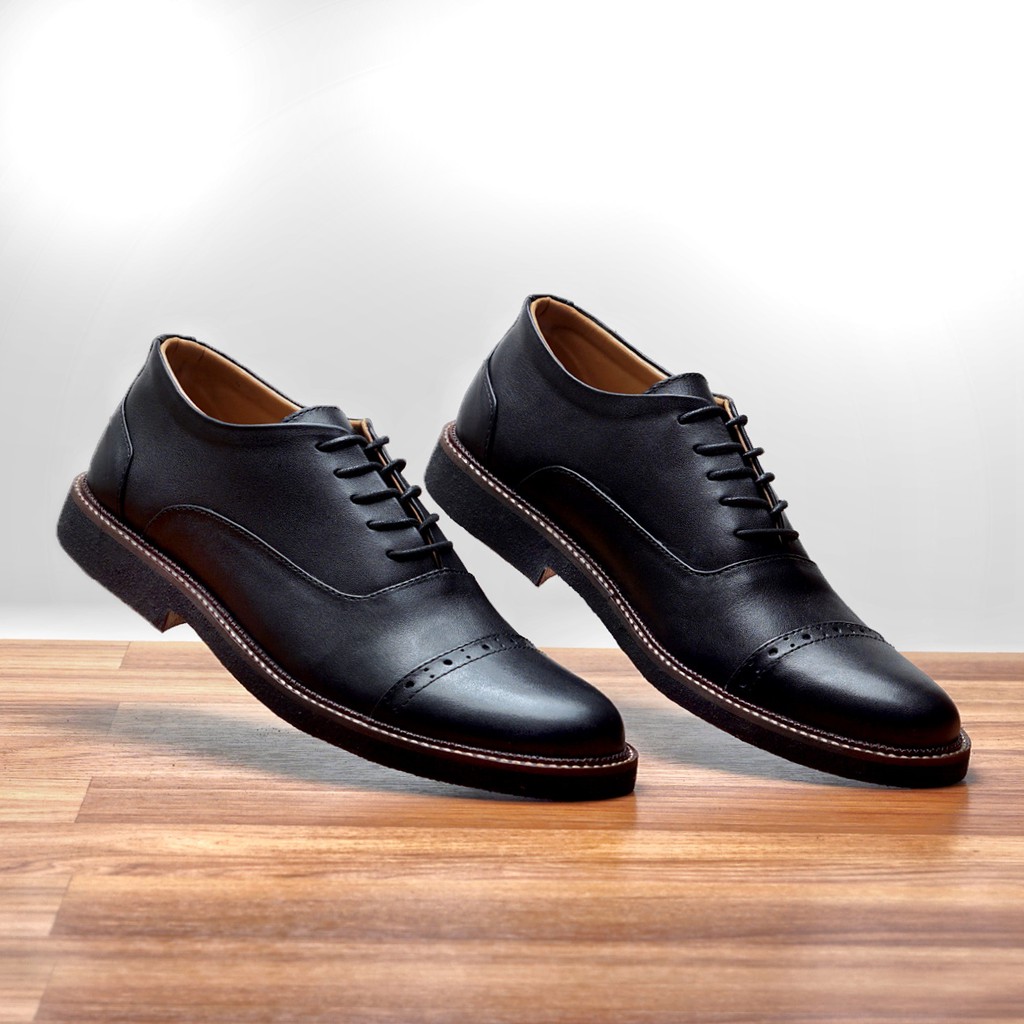 Jazz 0.2 Black | Sepatu Kulit Vintage Klasik Pria Cowok Derby Formal Original Footwear | FORIND Reyl