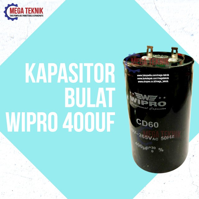 Kapasitor / Capasitor Bulat Electro Motor Listrik Dinamo Wipro 400uf