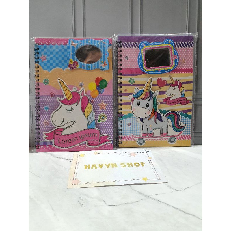 DIARY SPIRAL ada KACA/DIARY KACA-UNICORN