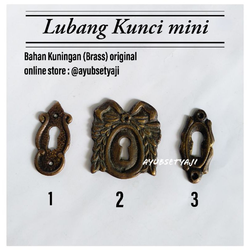 Lubang kunci kuningan Tutup Lemari Body Kunci mini kecil antik BODY KUNCI LACI PINTU LEMARI BUFET