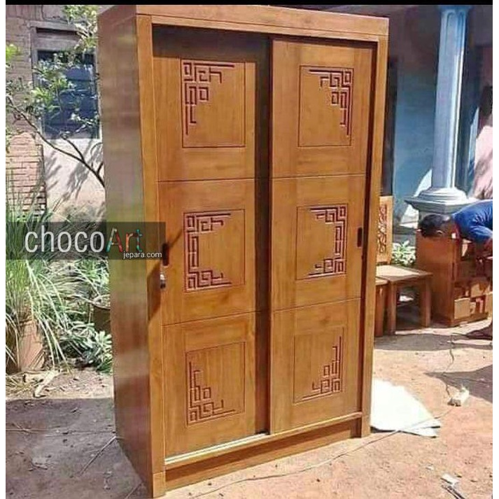 Lemari minimalis / lemari sleding / almari jati jepara / almari baju hocoart jepara / lemari terbaru
