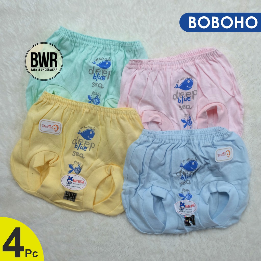 [ 4 pc ] Celana POP Boboho [ II G15 ] Celana Bayi Newborn Lubang Bulat Baby Mocha - Bwr