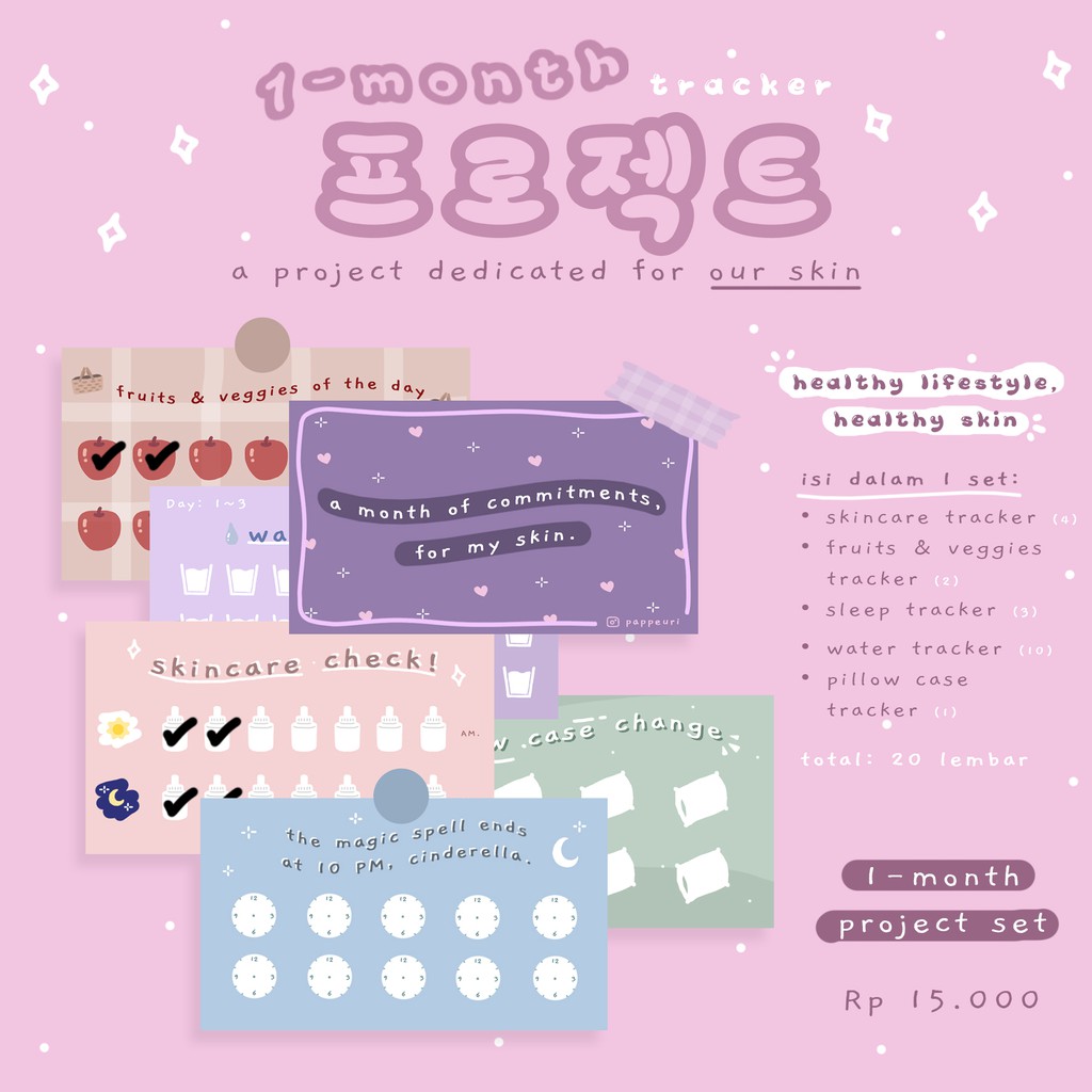 

Tracker Project for Our Skin & Healthy Lifestyle (1 month) Memo Paper DIY Planner Diary Habit Record