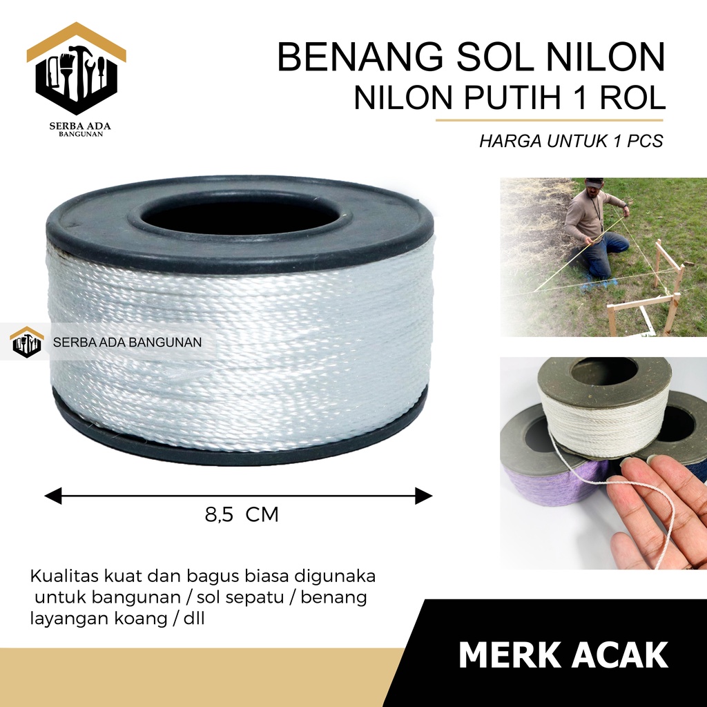 BENANG BANGUNAN NYLON 20 METER BENANG NYLON BENDERA LAYANGAN TANPA SAMBUNGAN MURAH 1 ROLL KUAT BAGUS