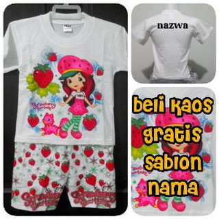 KAOS BAJU SETELAN ANAK  GAMBAR  STRAWBERI PRINCES CINDERELLA 