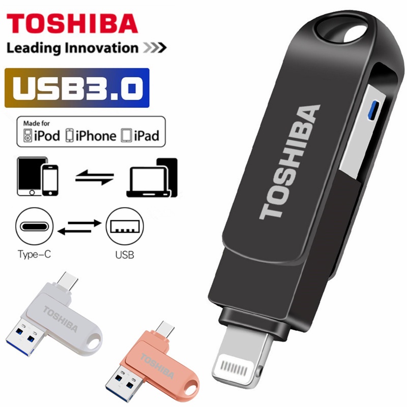 2in1 Flash Disk USB 3.0 Tipe c / ios 512GB Bahan Metal Anti Air Untuk Smartphone