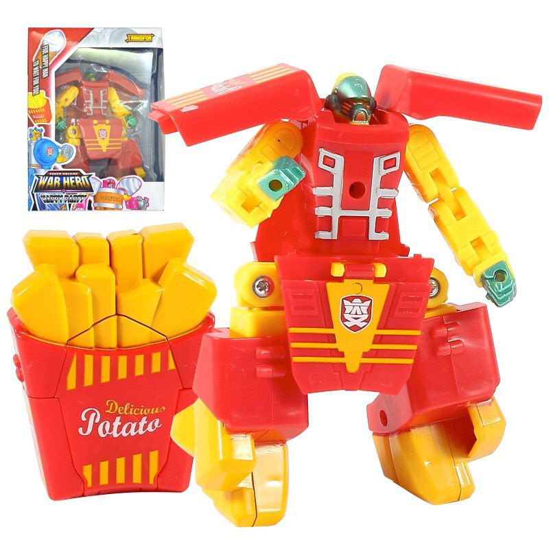 【Ready Stock！！！】Food Deformation Toy Robot Simulation Fries Burger Ice Cream Children Mini Toys